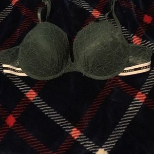 Green laced bra